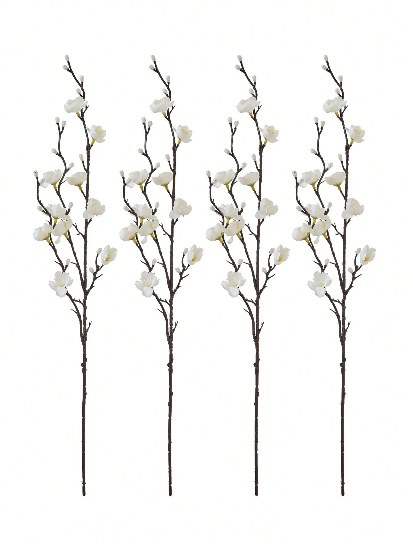 4/8pcs Artificial Flowers White Plum Blossom 21.7'' Fake Winter Sweet Long Stem Plastic Flowers Home Hotel Office Wedding Party Garden Decor