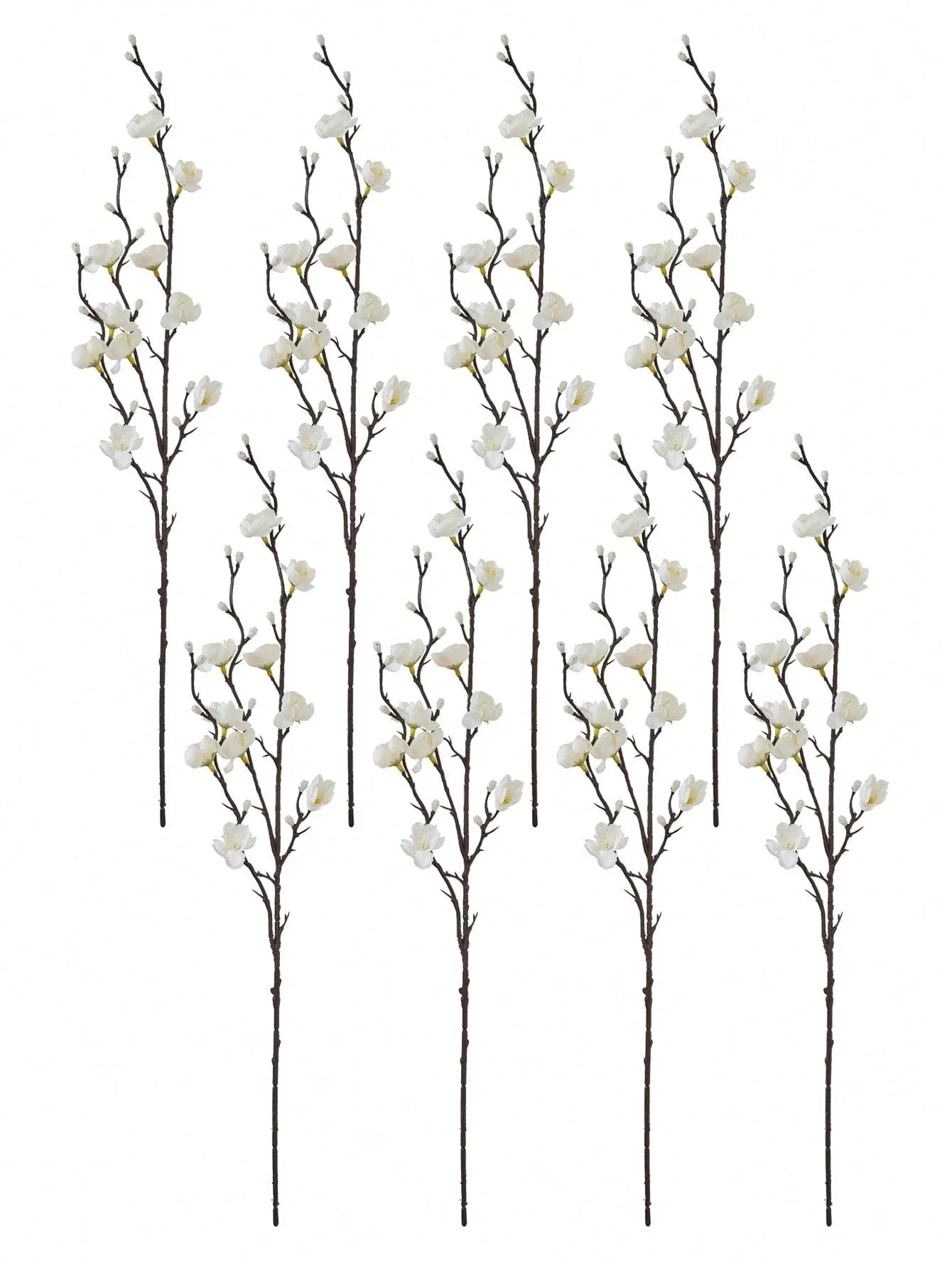 4/8pcs Artificial Flowers White Plum Blossom 21.7'' Fake Winter Sweet Long Stem Plastic Flowers Home Hotel Office Wedding Party Garden Decor