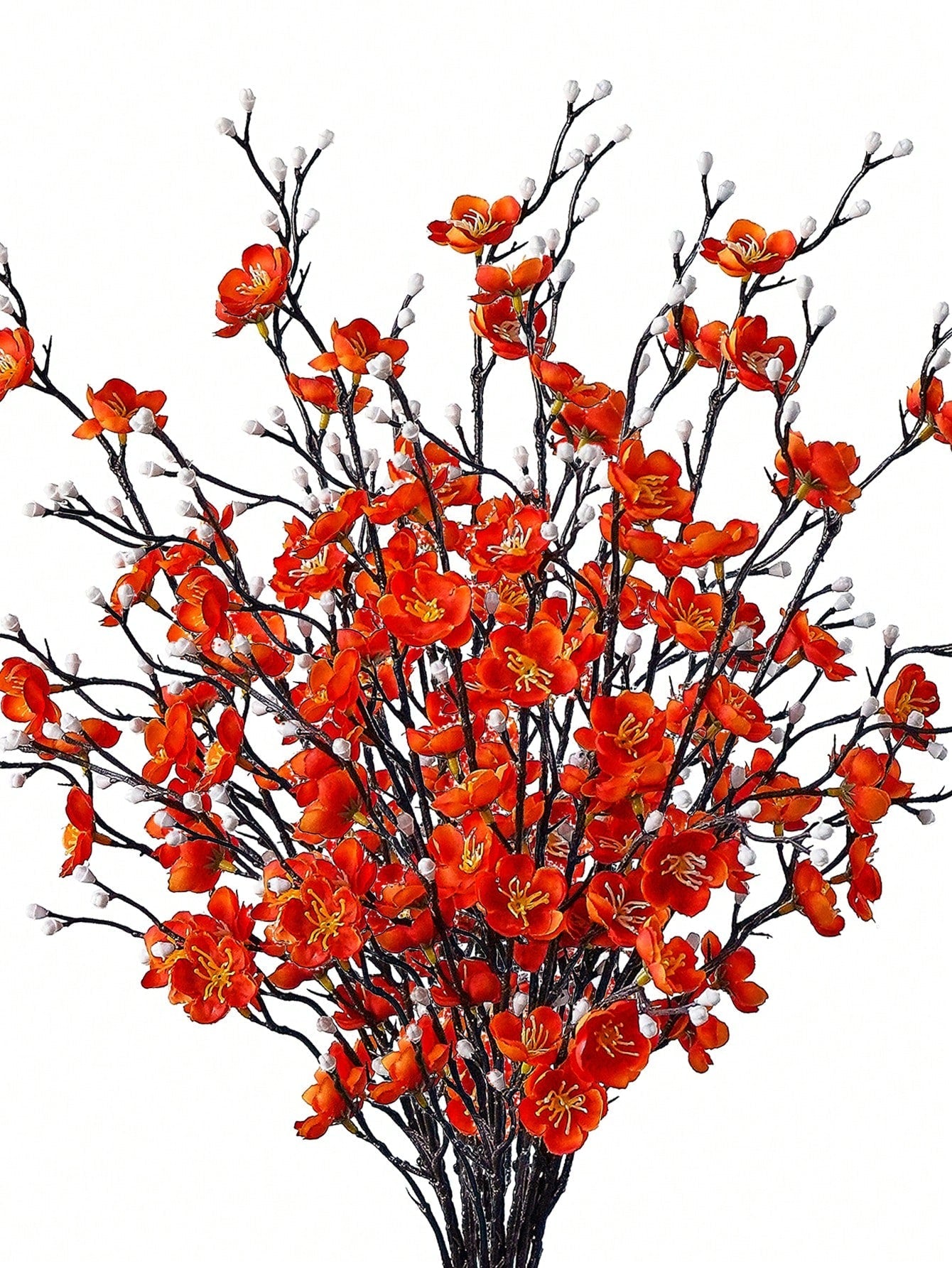 4/8pcs Artificial Flowers White Plum Blossom 21.7'' Fake Winter Sweet Long Stem Plastic Flowers Home Hotel Office Wedding Party Garden Decor
