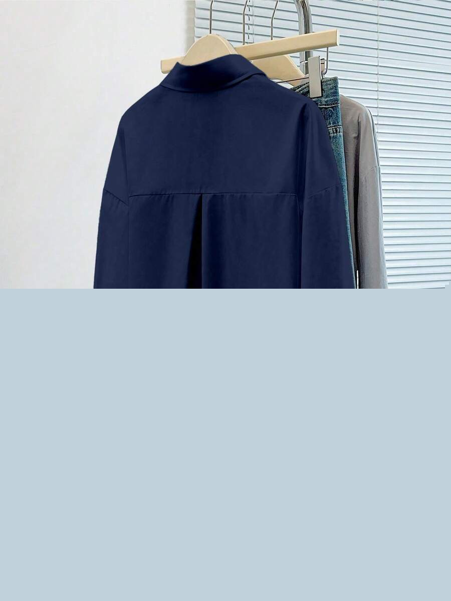 Airaco Women Solid Button-Up Shirt