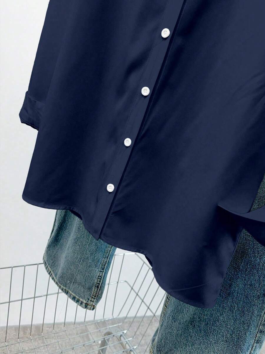 Airaco Women Solid Button-Up Shirt