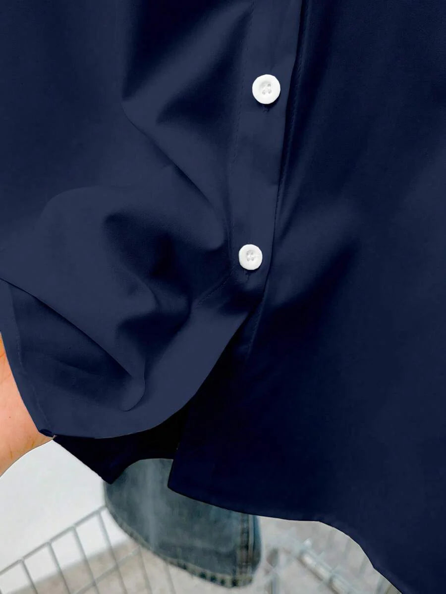 Airaco Women Solid Button-Up Shirt