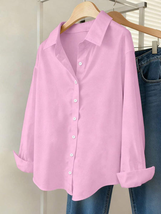 Airaco Women Solid Button-Up Shirt