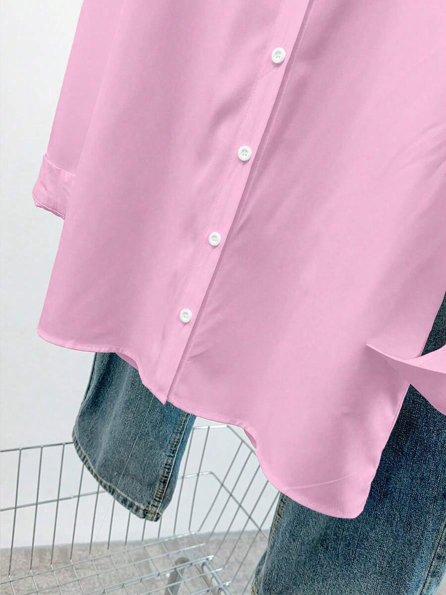 Airaco Women Solid Button-Up Shirt