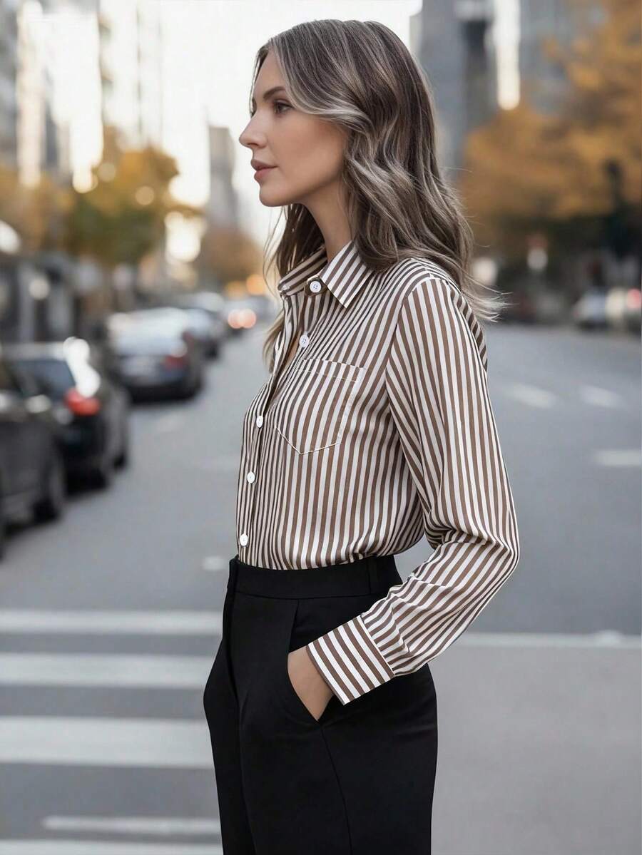 Women’s Striped Long Sleeve Blouse