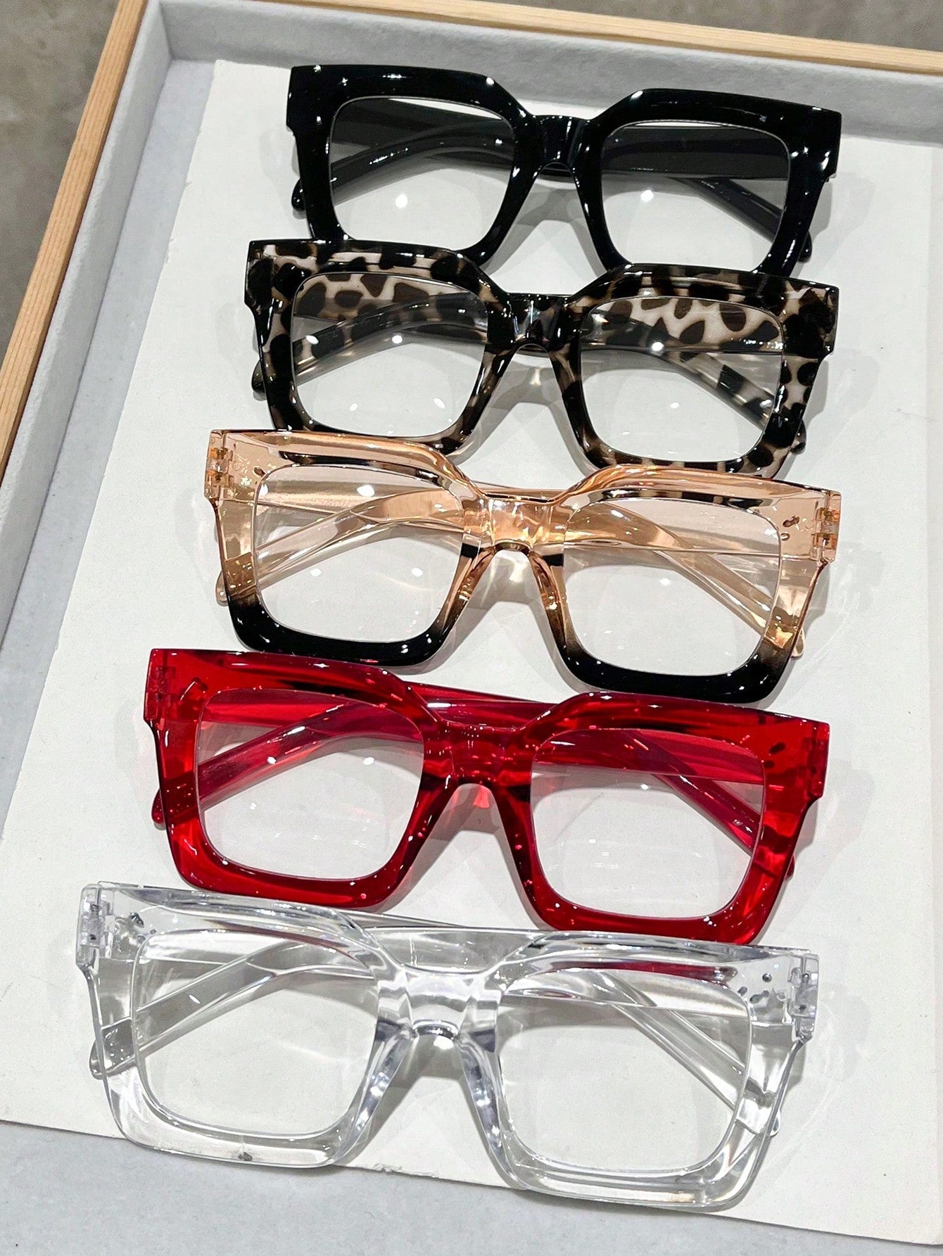 4pcs Women's Geometric Multi-Color Plastic Modern Minimalist Transparent Glasses, Suitable For Daily Life, Dates, Outings And Other Occasions