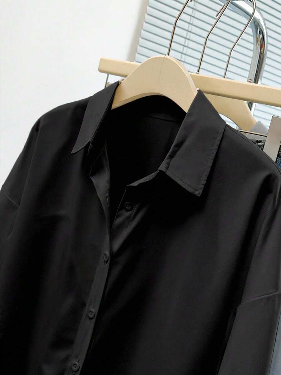 Airaco Women Solid Button-Up Shirt