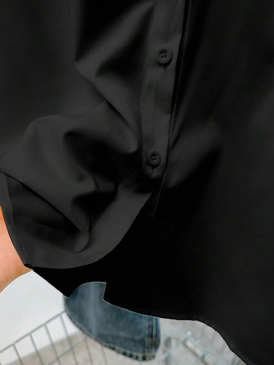 Airaco Women Solid Button-Up Shirt