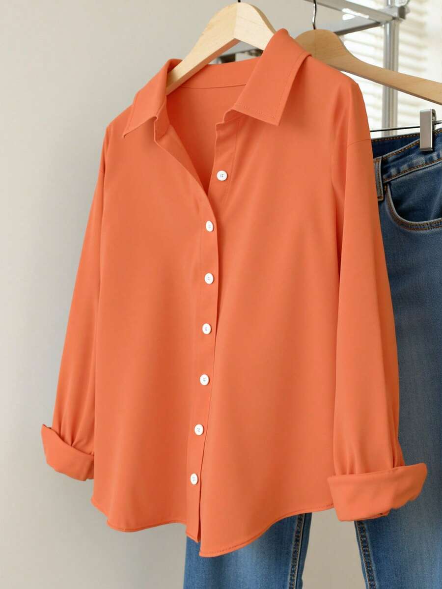 Airaco Women Solid Button-Up Shirt