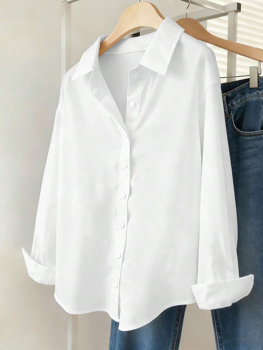 Airaco Women Solid Button-Up Shirt