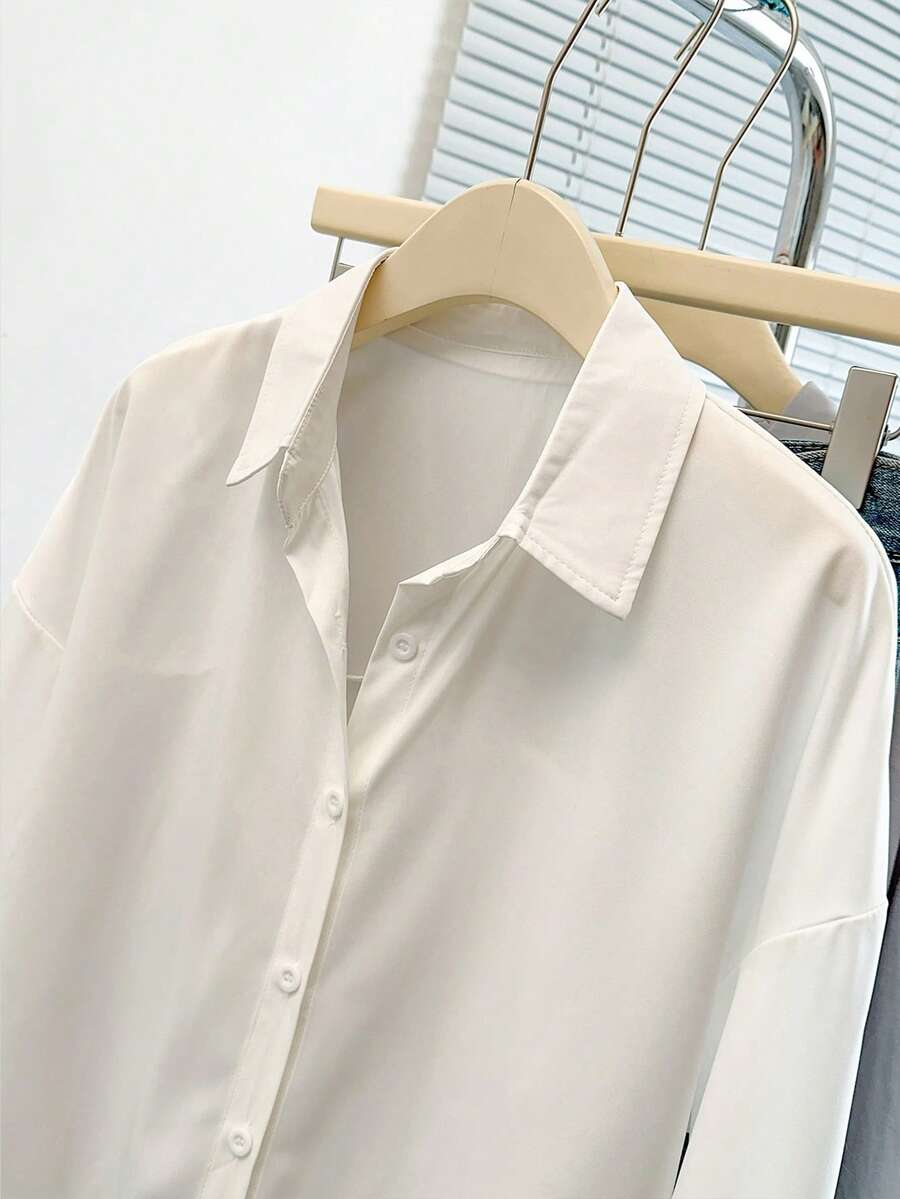 Airaco Women Solid Button-Up Shirt