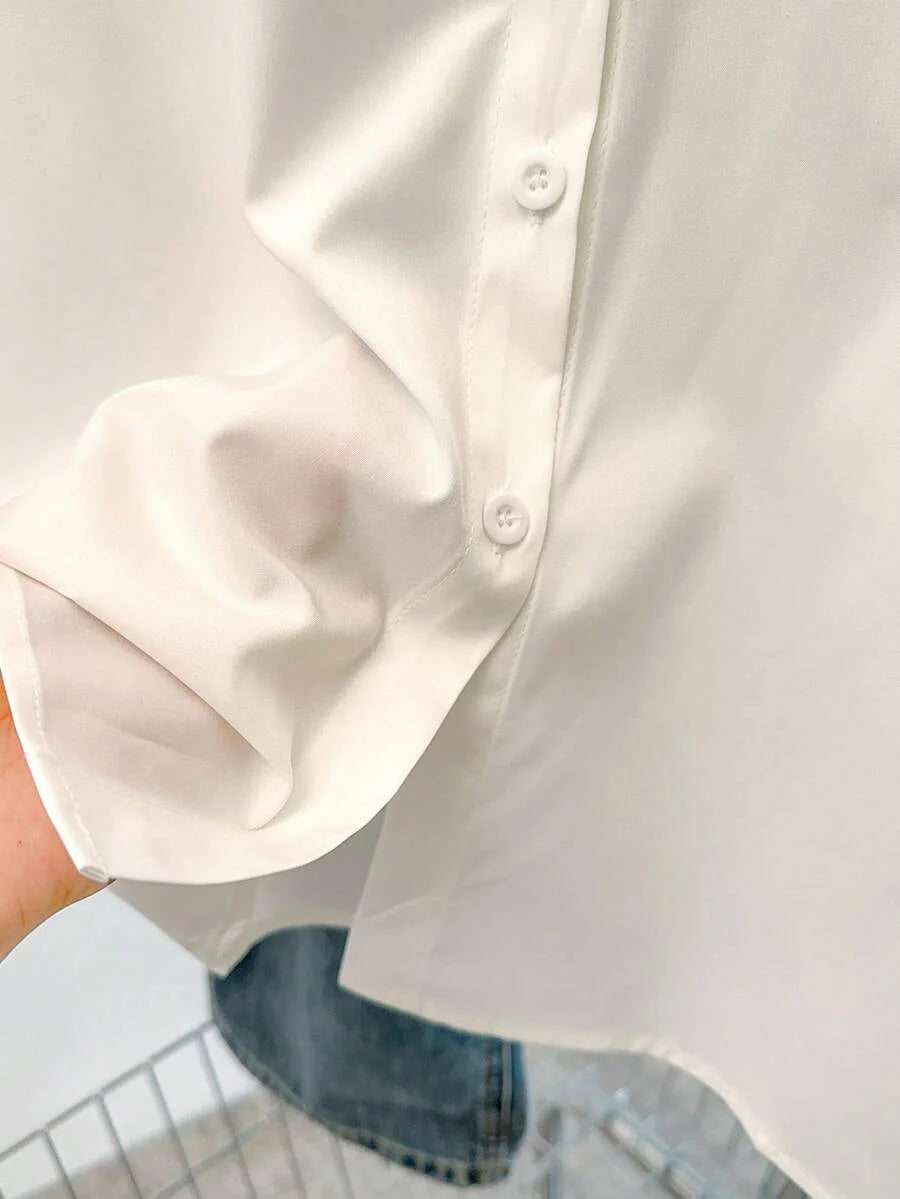 Airaco Women Solid Button-Up Shirt