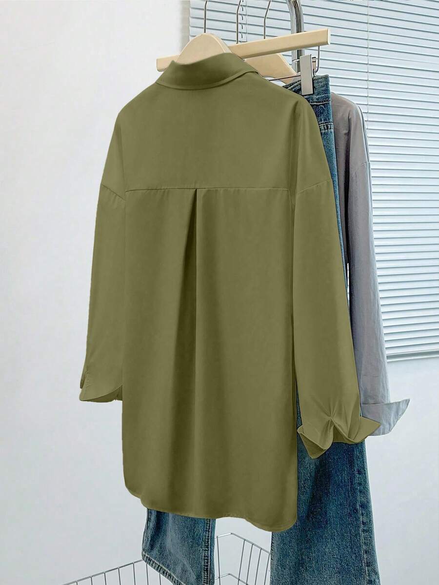 Airaco Women Solid Button-Up Shirt