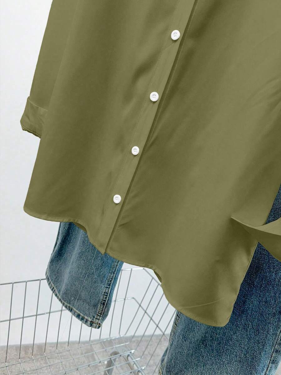 Airaco Women Solid Button-Up Shirt