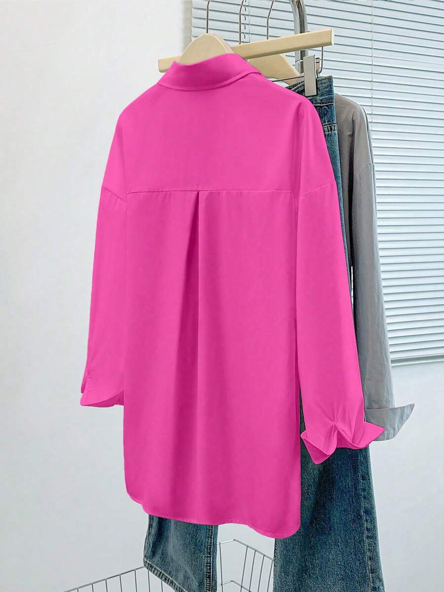 Airaco Women Solid Button-Up Shirt