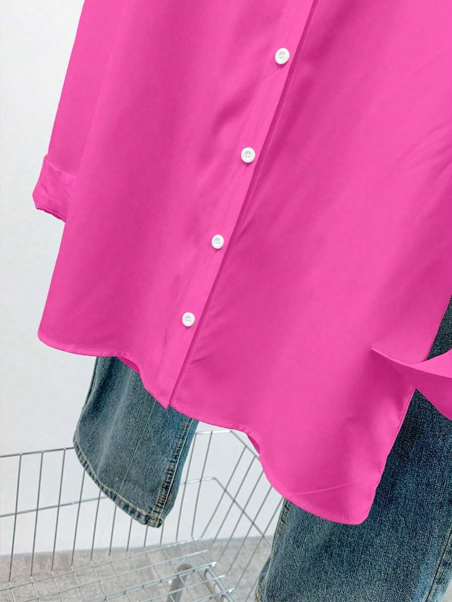 Airaco Women Solid Button-Up Shirt
