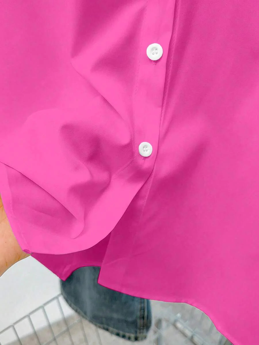 Airaco Women Solid Button-Up Shirt