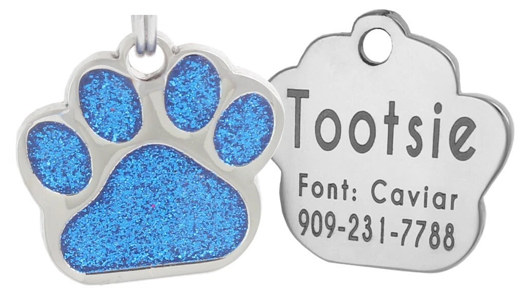 Personalized Glitter Paw Pet Tag
