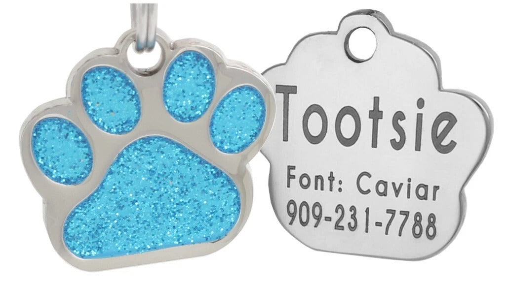 Personalized Glitter Paw Pet Tag