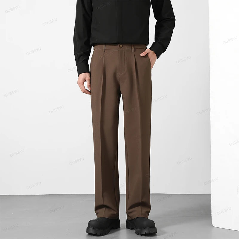 OUSSYU Autumn Men Elastic Casual Pants