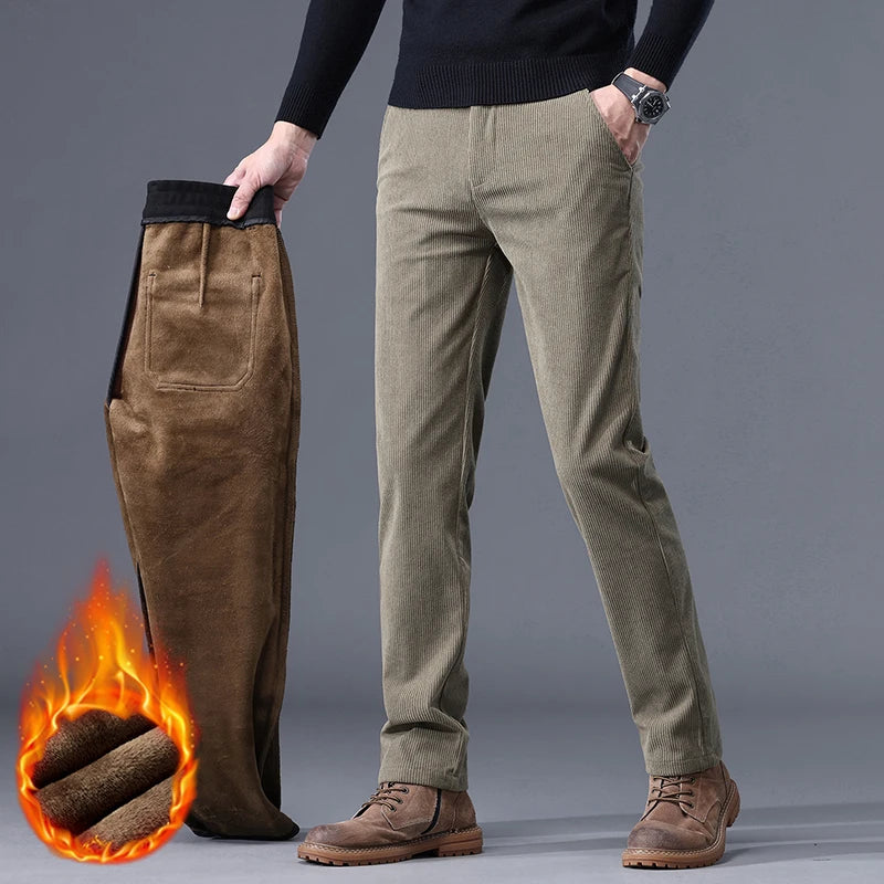 Men's Fleece Corduroy Winter Pants