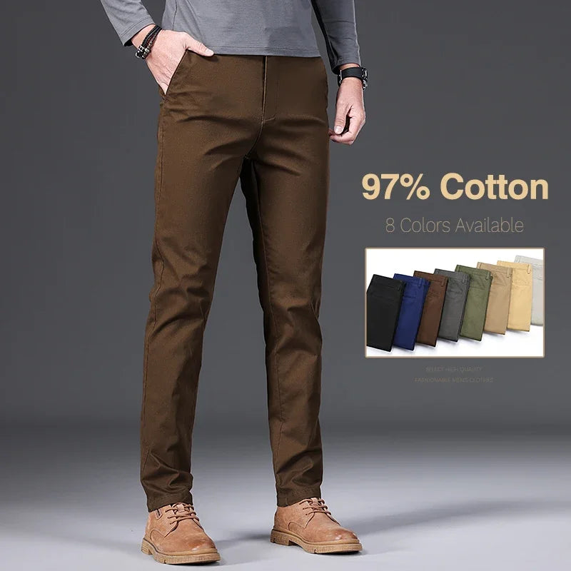 Men's Cotton Slim Straight Casual Pants