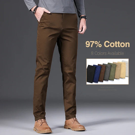 Men's Cotton Slim Straight Casual Pants