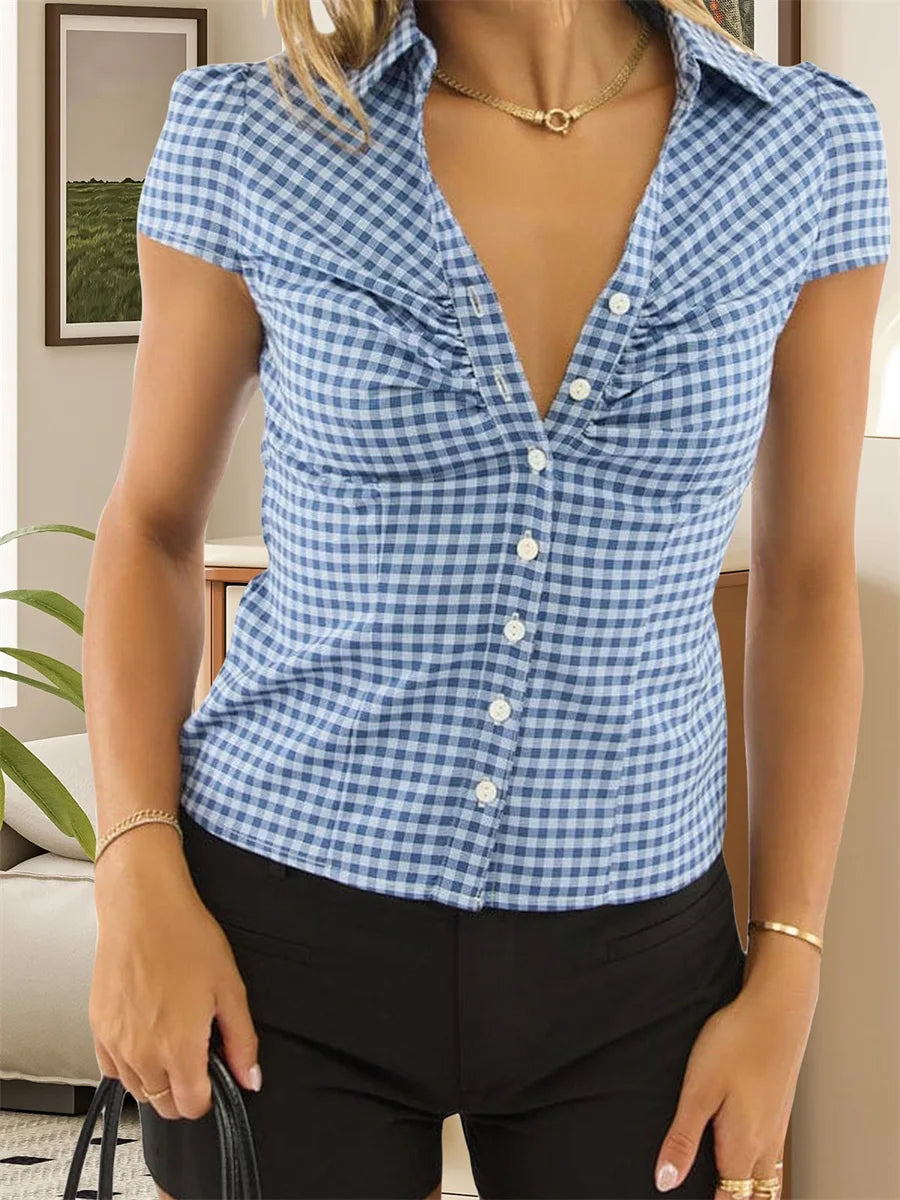 Women’s Plaid Short Sleeve Shirt