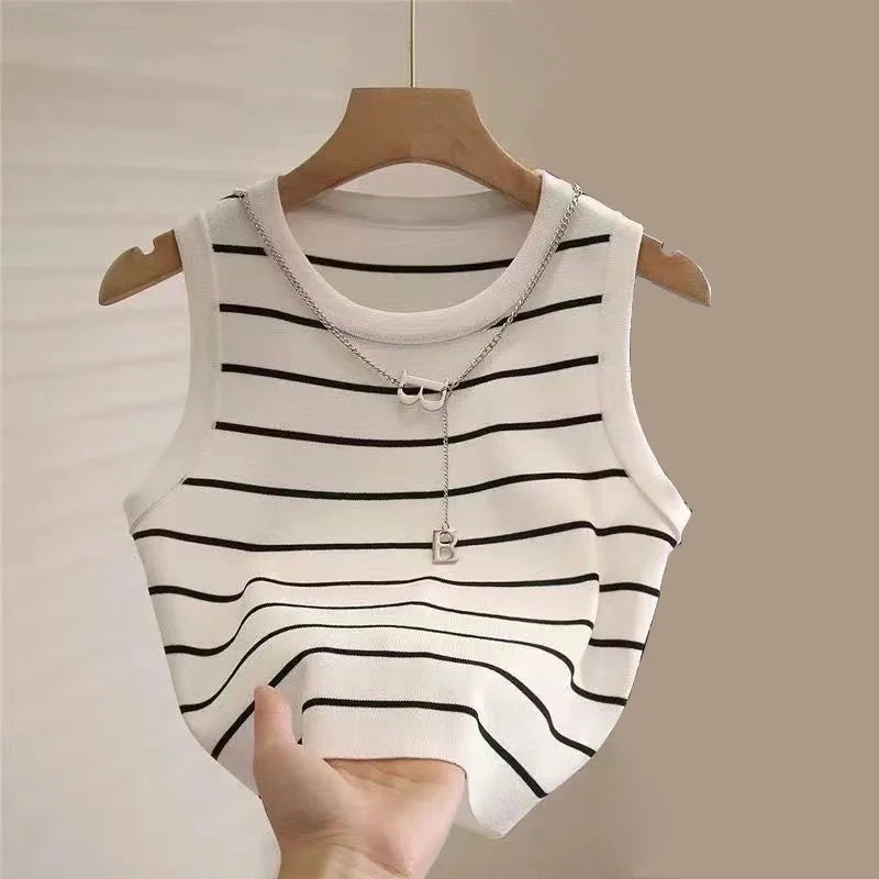 Women’s Striped Summer Knit Waistcoat