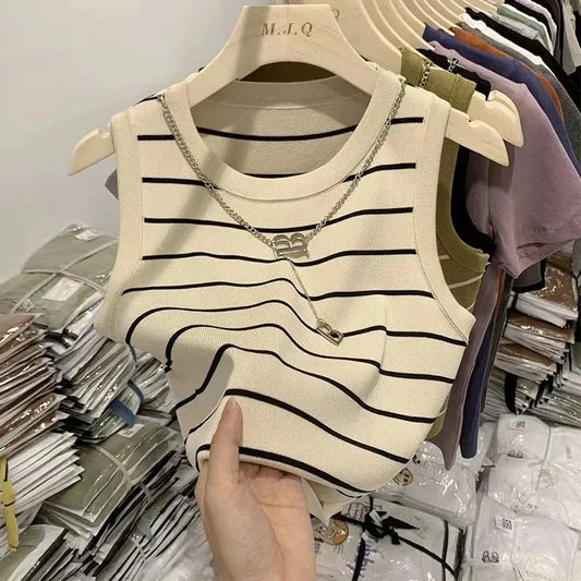 Women’s Striped Summer Knit Waistcoat