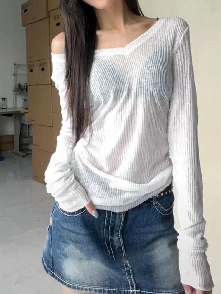 Women Slim Y2K Long Sleeve Tee