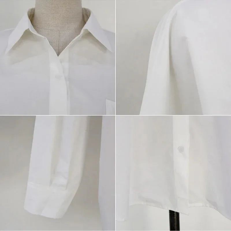 Elegant White Cotton Women Blouse