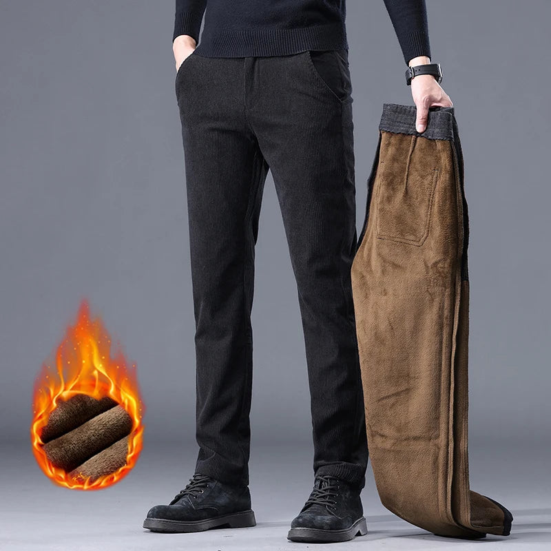 Men's Fleece Corduroy Winter Pants
