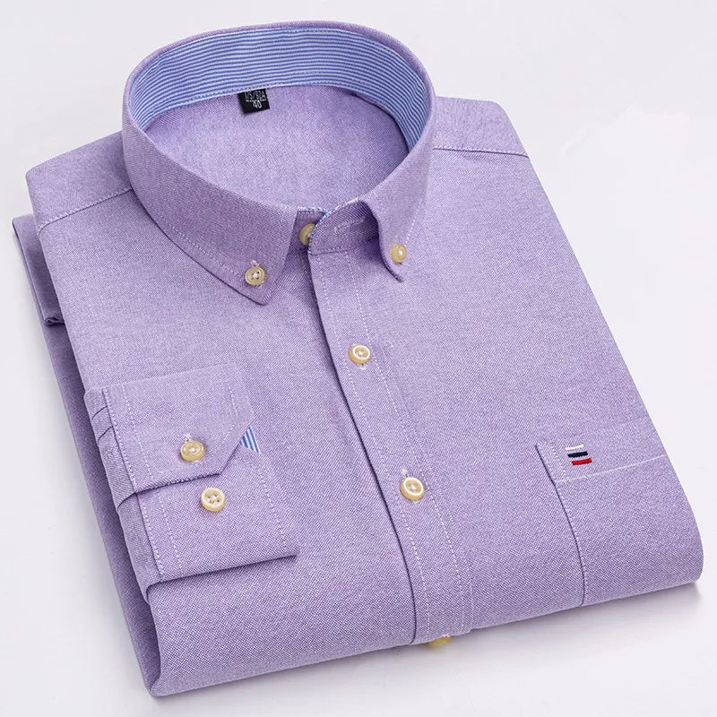 Men's Cotton Plaid Oxford Dress Shirt