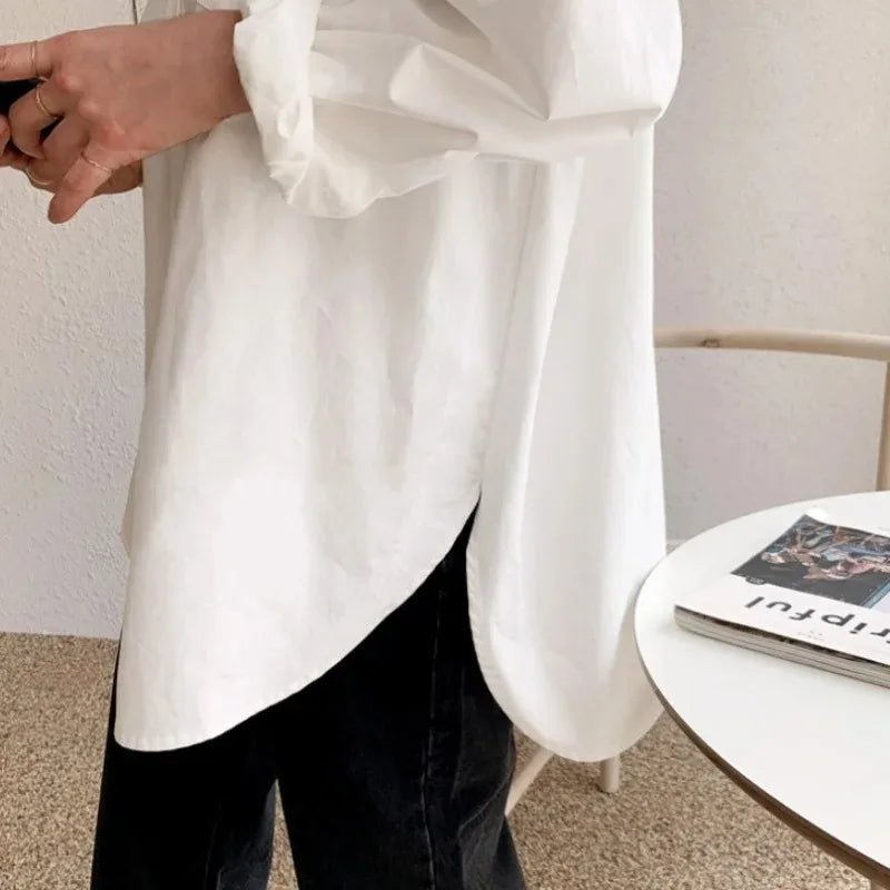 Elegant White Cotton Women Blouse