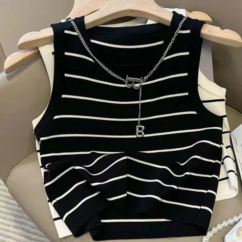 Women’s Striped Summer Knit Waistcoat