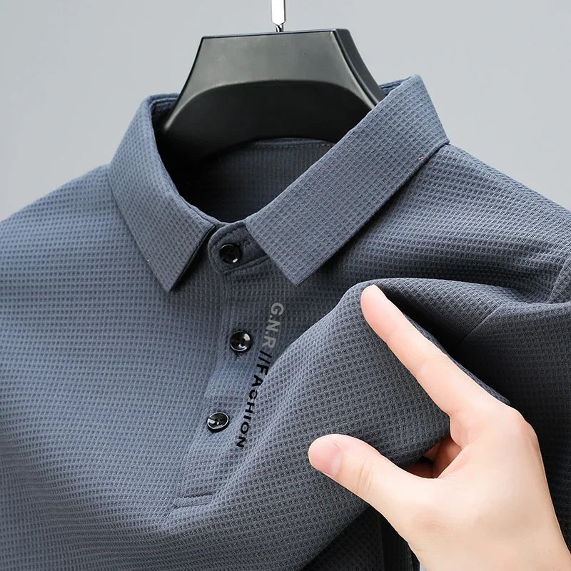 Men's Waffle Long Sleeve Polo