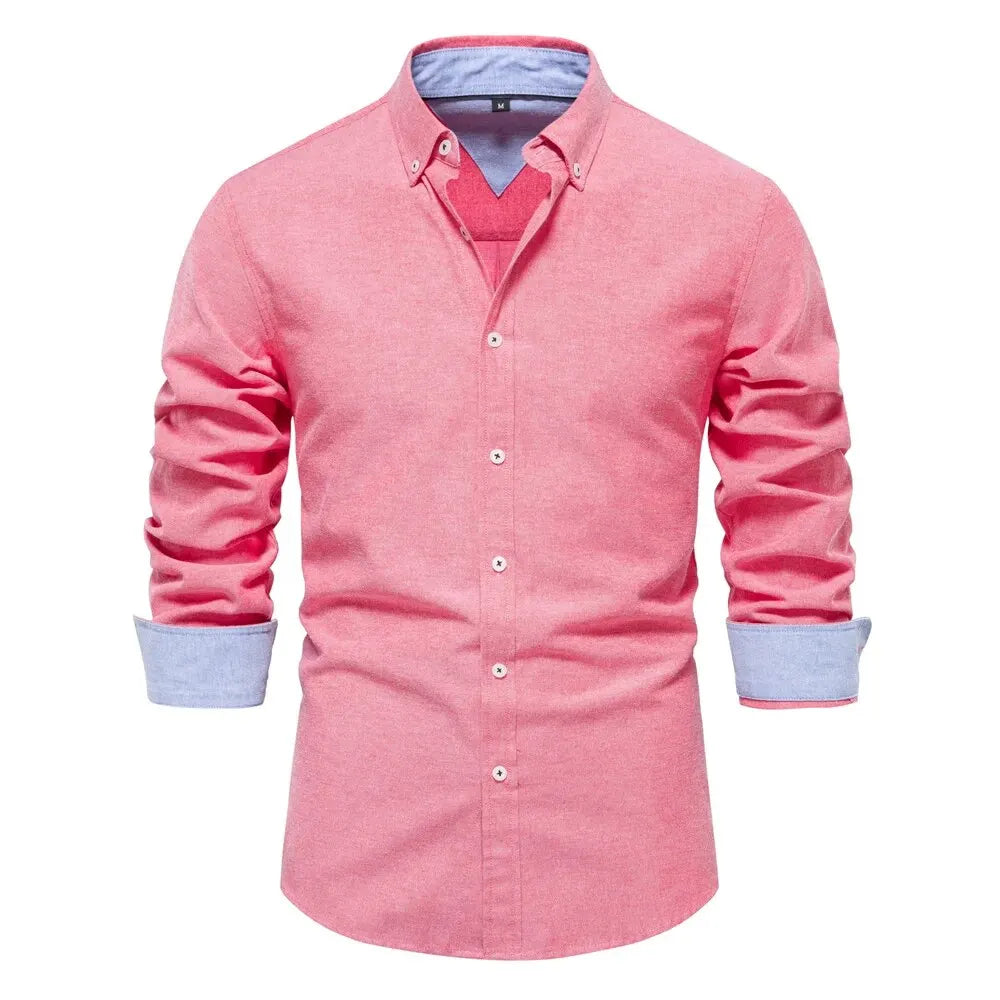 AIOPESON Men's Cotton Oxford Shirt