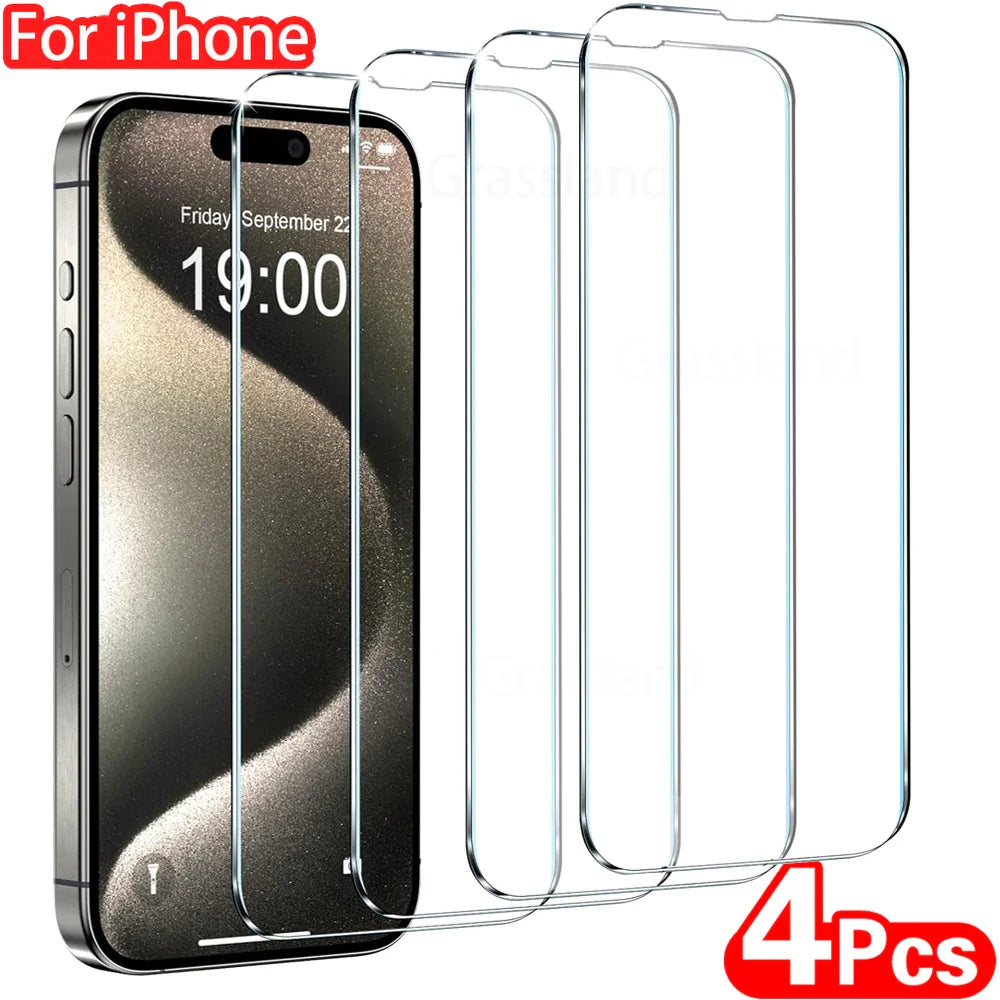 4Pcs iPhone Screen Protector Glass