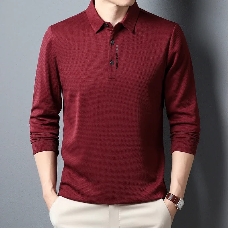 Men's Waffle Long Sleeve Polo