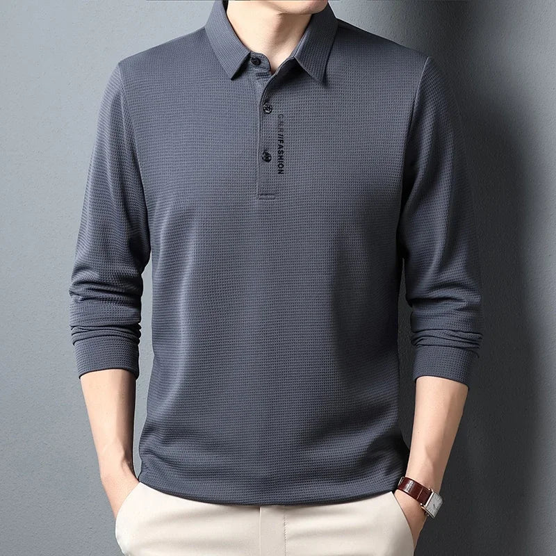 Men's Waffle Long Sleeve Polo