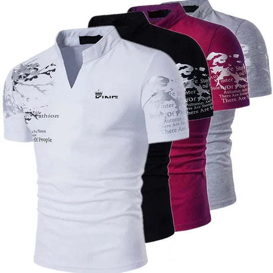 Men's Graphic Print Polo Shirt
