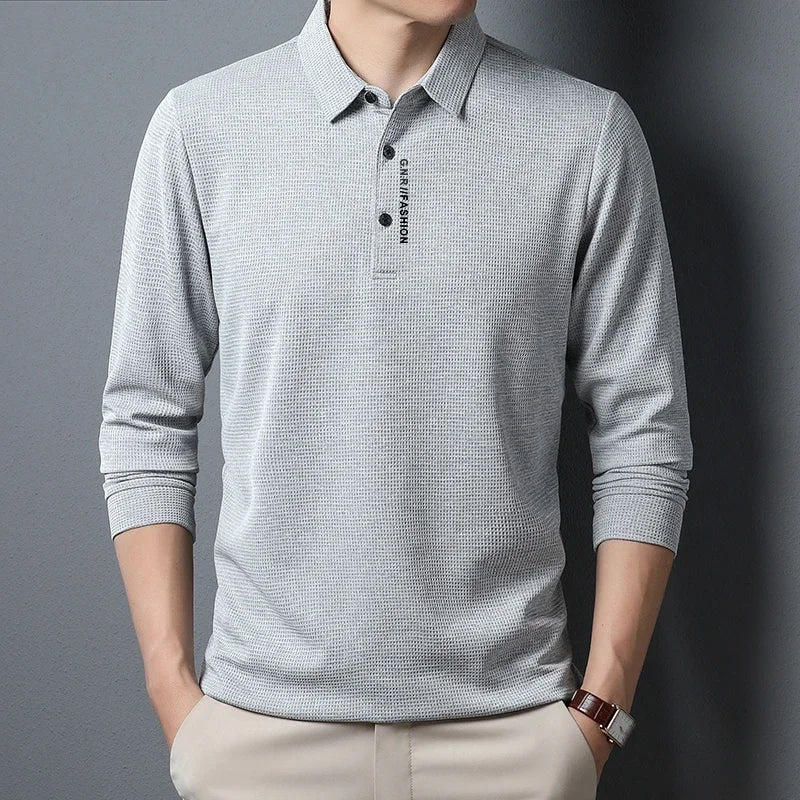 Men's Waffle Long Sleeve Polo