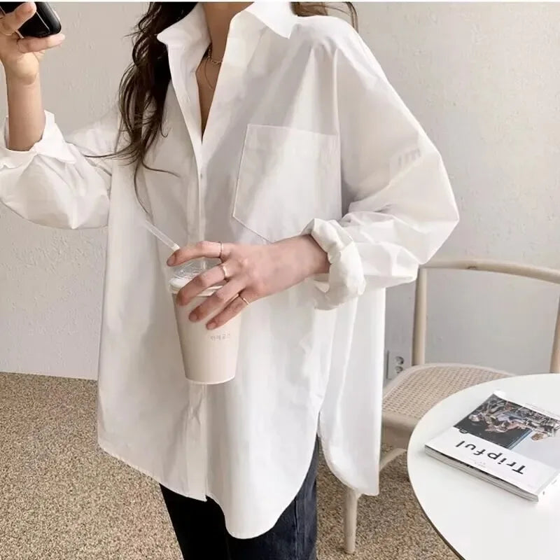 Elegant White Cotton Women Blouse