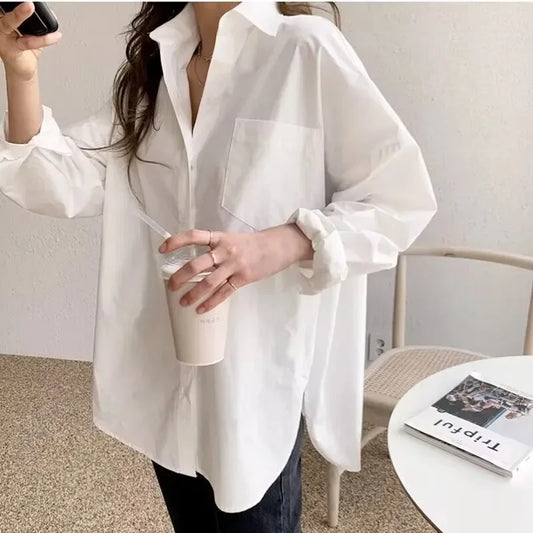 Elegant White Cotton Women Blouse