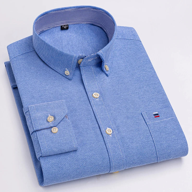Men's Cotton Plaid Oxford Dress Shirt