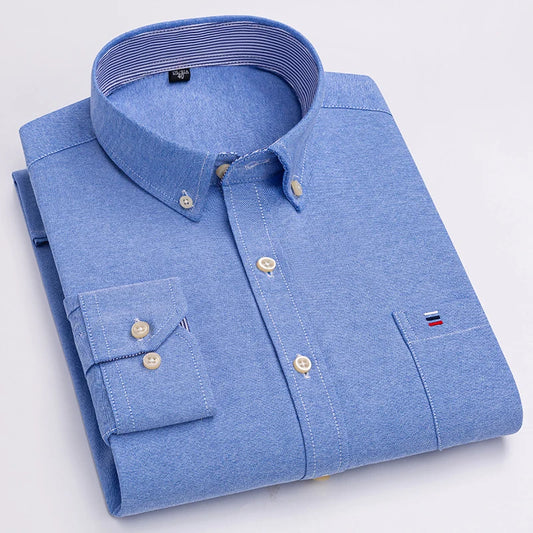 Men's Cotton Plaid Oxford Dress Shirt