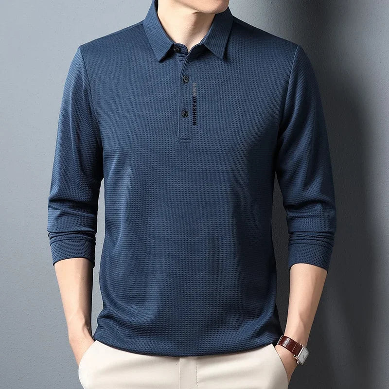 Men's Waffle Long Sleeve Polo