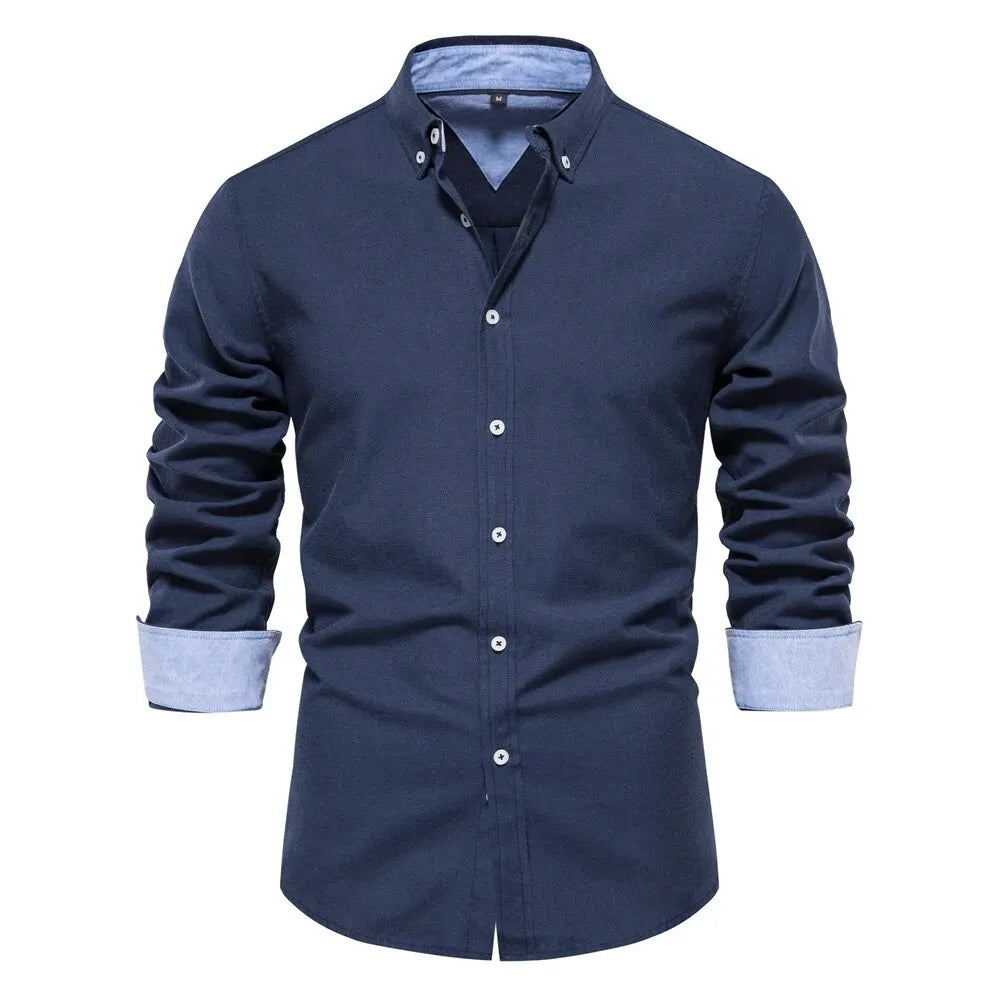 AIOPESON Men's Cotton Oxford Shirt