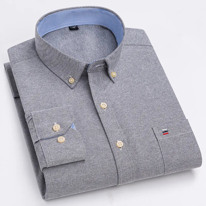Men's Cotton Plaid Oxford Dress Shirt